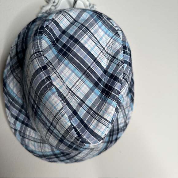 Plaid fedora hat blue and white - Picture 4 of 9
